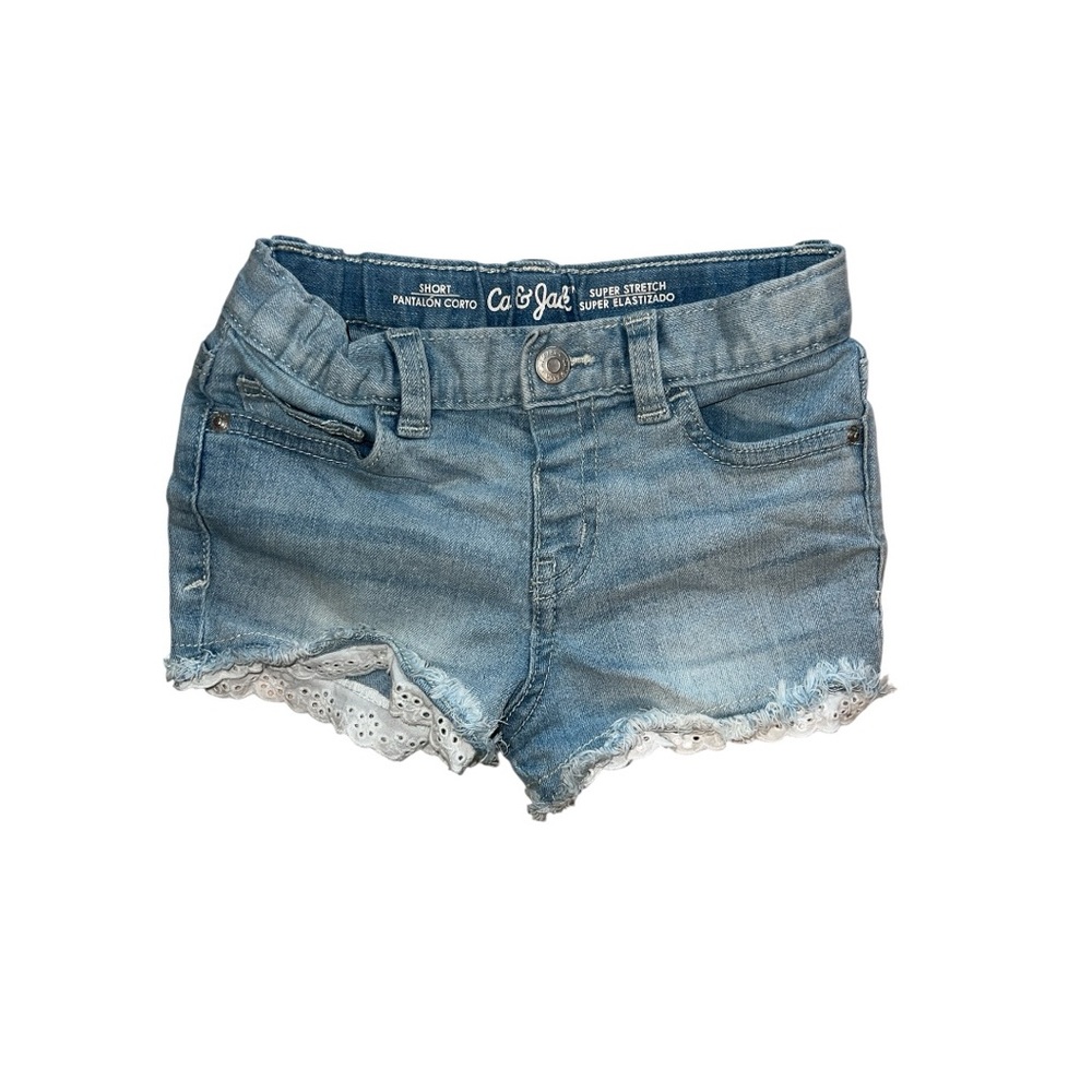 Cat & Jack Denim Shorts with White Ruffle Embroidered Trim